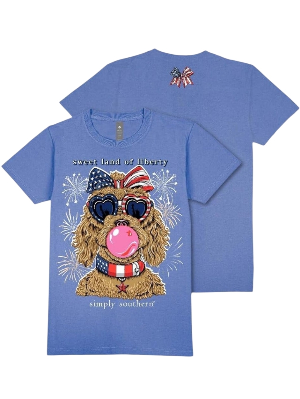 NWT Simply Southern 'Sweet Land of Liberty' Patriotic Dog Tee Blue
